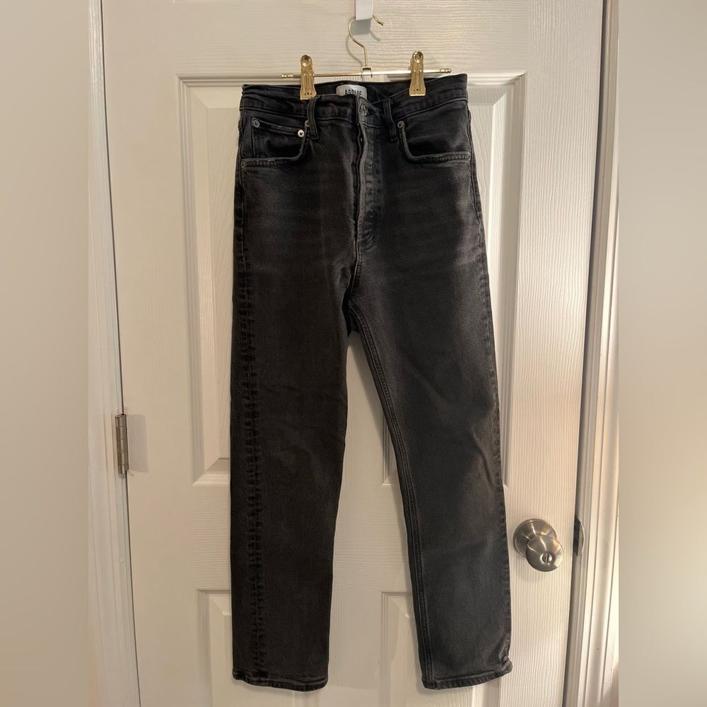 Agolde Riley Cropped Washed Black Jeans - Picture 5 of 10